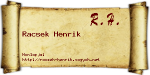 Racsek Henrik névjegykártya
